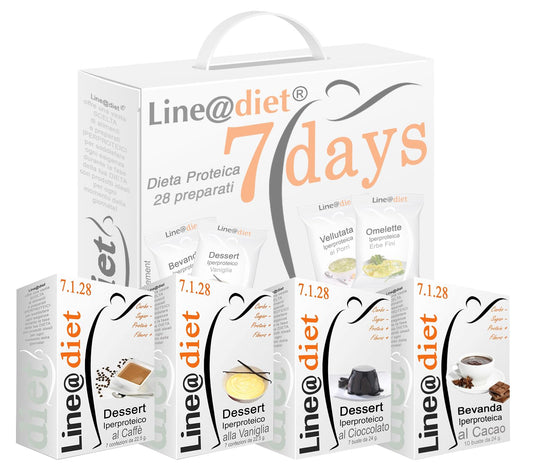 Line@diet 7-Day Protein Diet Kit | Sweet Option | 28 single-serving preparations for breakfast, lunch, snack and dinner with high protein value and low carbohydrate and sugar content