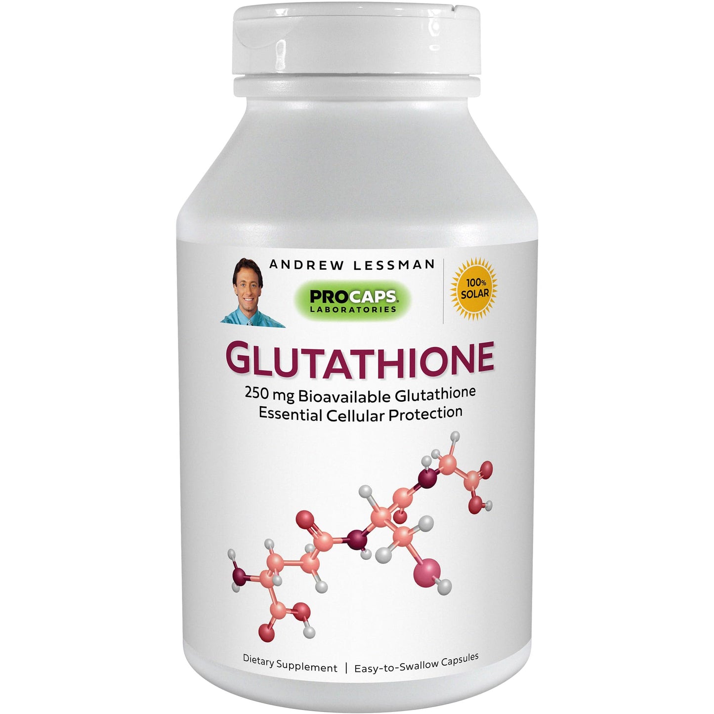 ANDREW LESSMAN Glutathione 250 mg - 60 Capsules - Powerful Antioxidant, Reduces Oxidative Stress. Bioavailable, Protects Cells, Tissues, Organs. Supports Immune Health. Easy-to-Swallow Capsules.