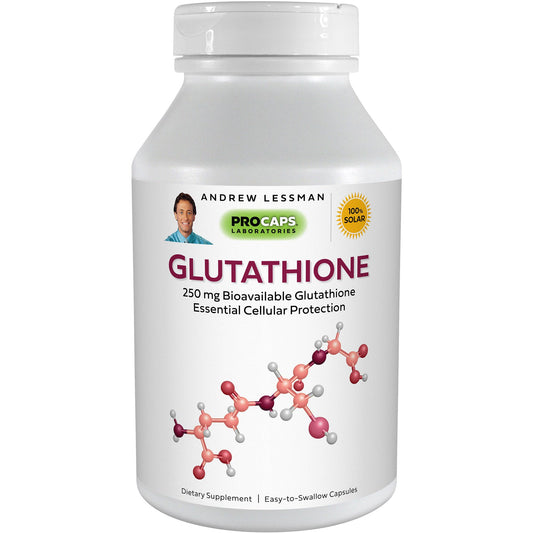 ANDREW LESSMAN Glutathione 250 mg - 60 Capsules - Powerful Antioxidant, Reduces Oxidative Stress. Bioavailable, Protects Cells, Tissues, Organs. Supports Immune Health. Easy-to-Swallow Capsules.