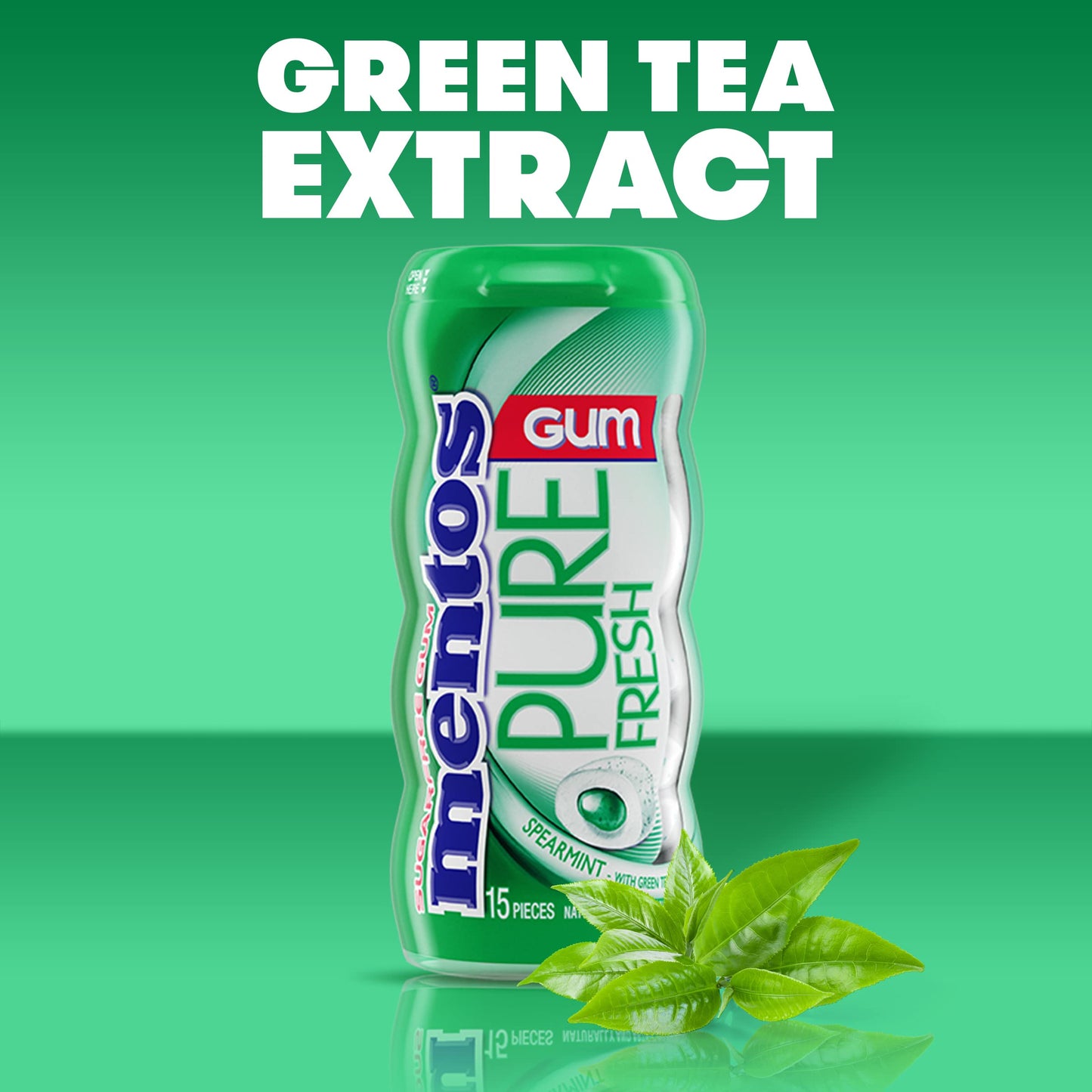 Mentos Pure Fresh SugarFree Chewing Gum with Xylitol Spearmint 15 Piece Bottle Bulk Pack of 10