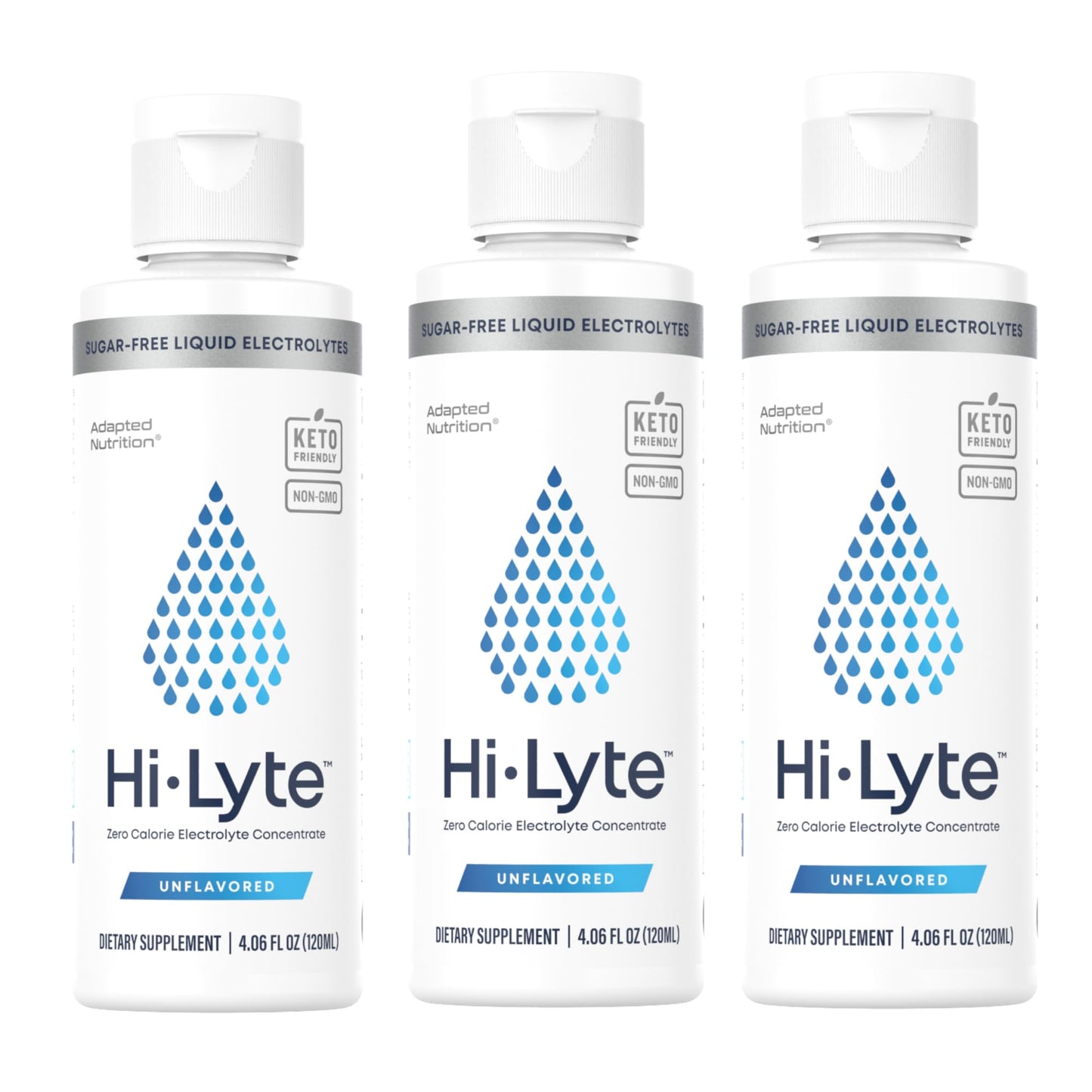 Hi-Lyte Concentrate Electrolyte Supplement for Immune Support and Rapid Hydration (3 Bottles) | NO Calories NO Sugar | 20%+ More Potassium, Magnesium & Zinc | 144 Servings