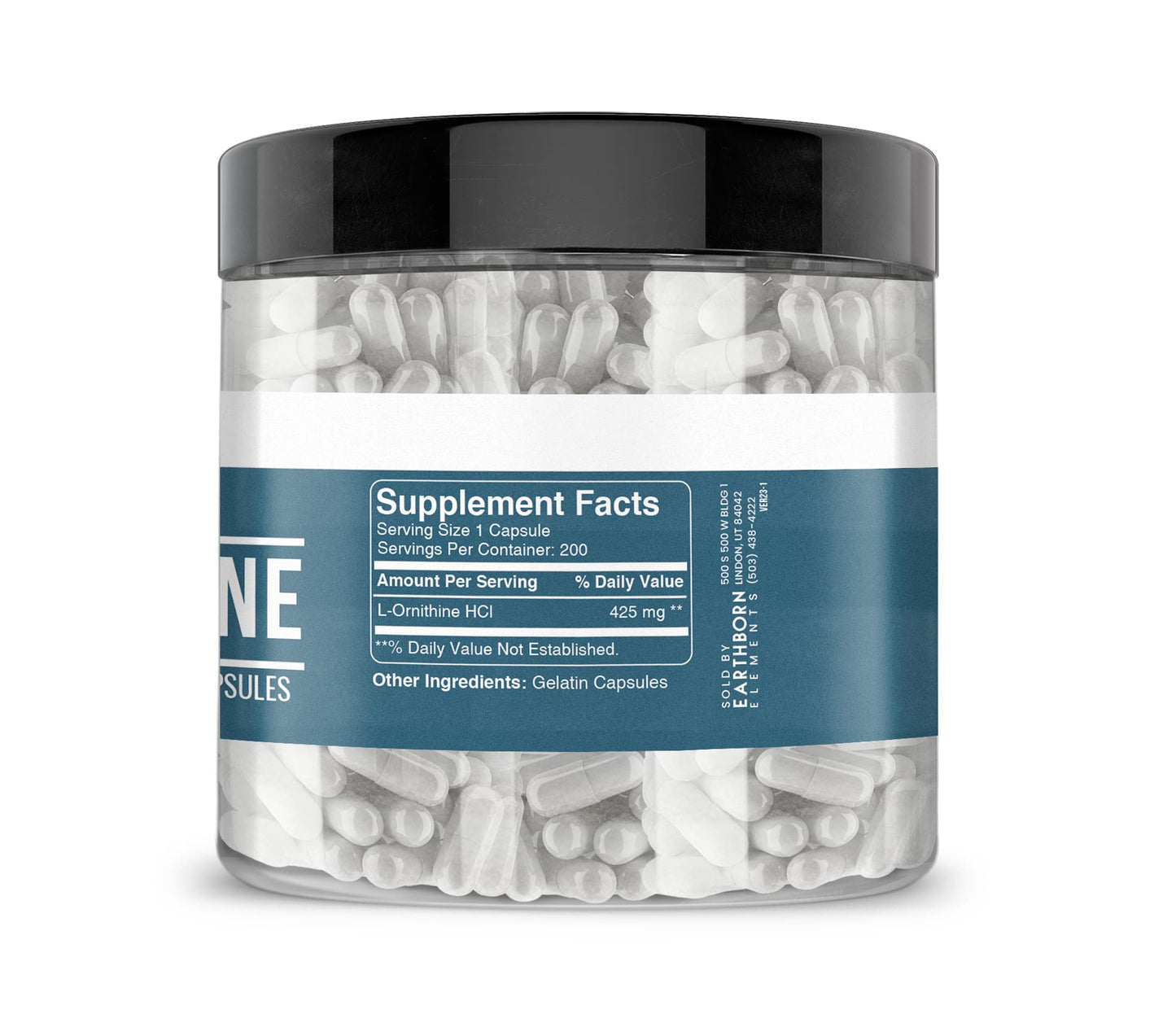 Earthborn Elements (200 Capsules L-Ornithine HCl, Amino Acid, Protein Synthesis