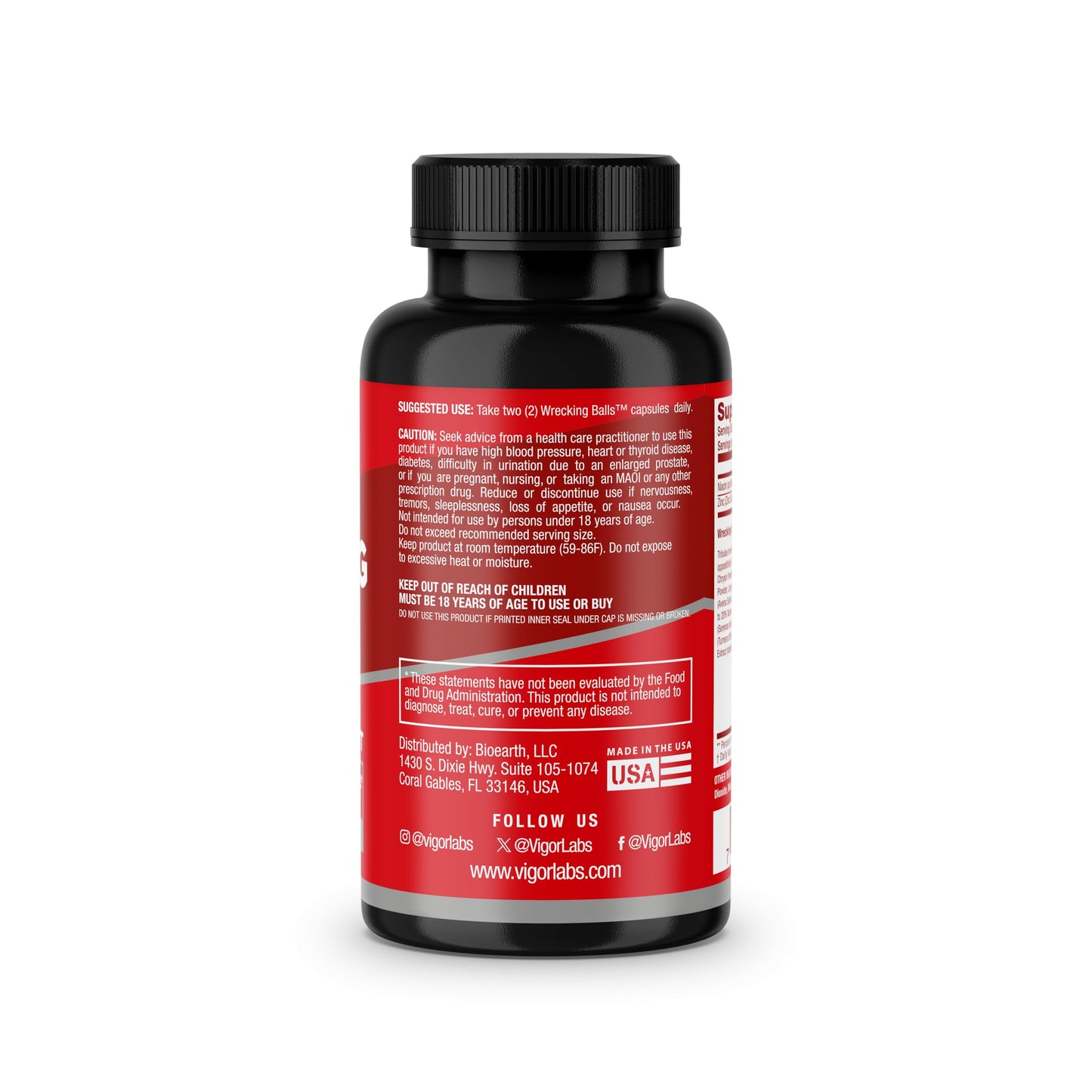 Vigor Labs Wrecking Balls (60 Capsules), Supports The Natural Production of Essential Male Hormones by Your Body to Support Fuller Drive, Male Vitality, and Increased Stamina. (Made in The USA)