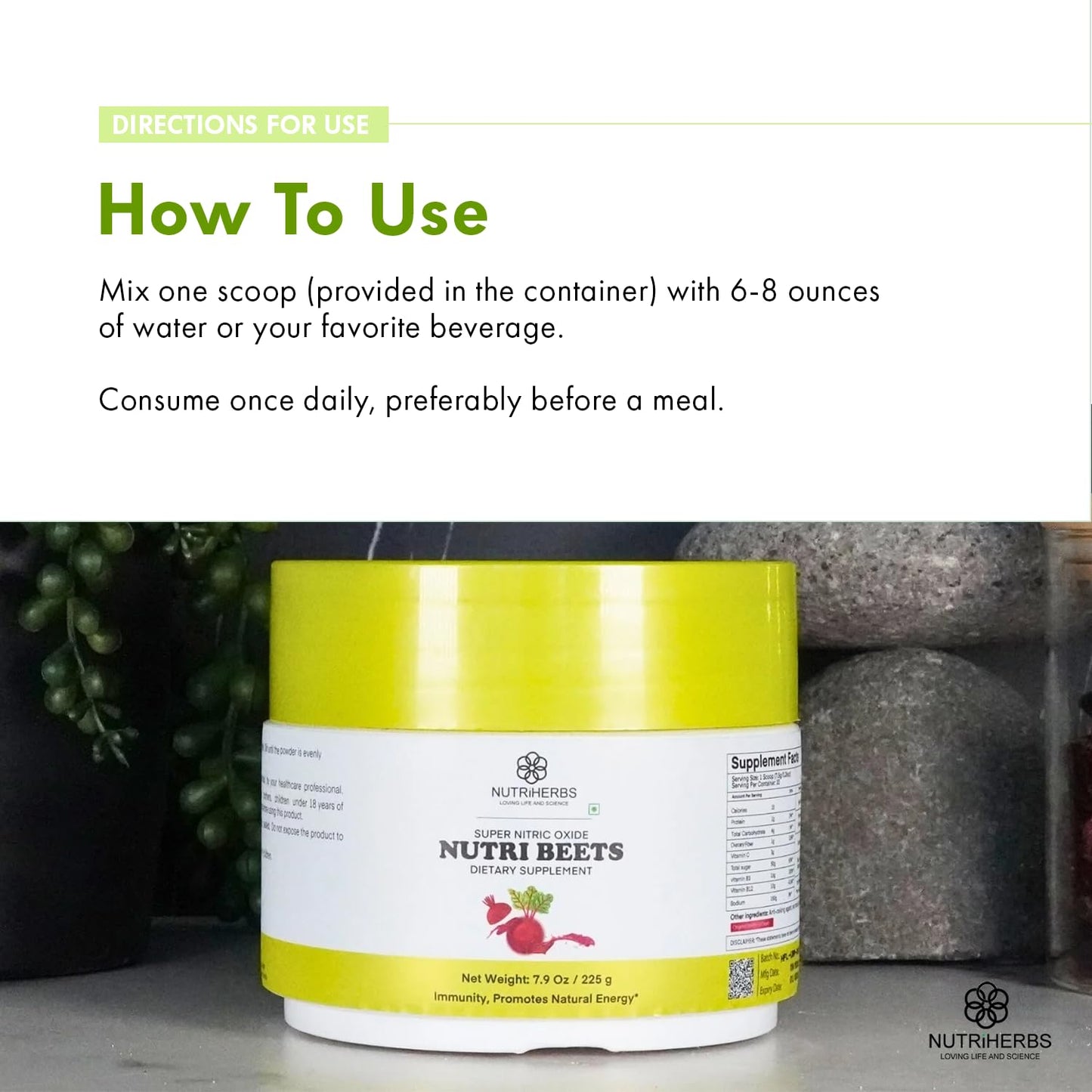 Super Nitric Oxide Nutri Beets - 225g | Organic Beet Root Powder, Pomegranate & Red Spinach for Heart Health, Energy & Blood Pressure Support | Cardiovascular Booster | 30 Servings