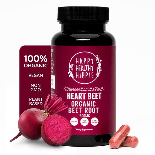 Organic Beet Root Capsules [1,300mg Superfood] - Blood Pressure Support, Nitric Oxide Supplements for Men & Women, Flow & Circulation | Beetroot Powder, Antioxidant, Brain Food | Vegan, 60 Ct