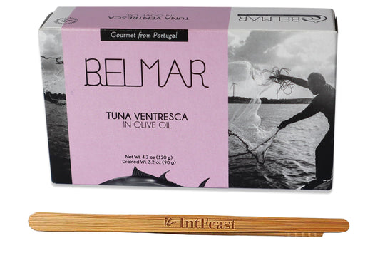 Belmar Tuna Belly Ventresca in Olive Oil 423 oz with IntFeast Bamboo Kitchen Tong Pack of 1