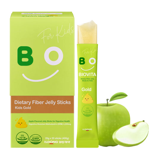BIOVITA Kids Fiber Jelly (20 Sticks) - 100% Plant-Based Soluble Fiber 4,200mg, Comfortable Bowel Movement & Constipation Relief for Children. Organic Apple Juice, Vegetable Powder.