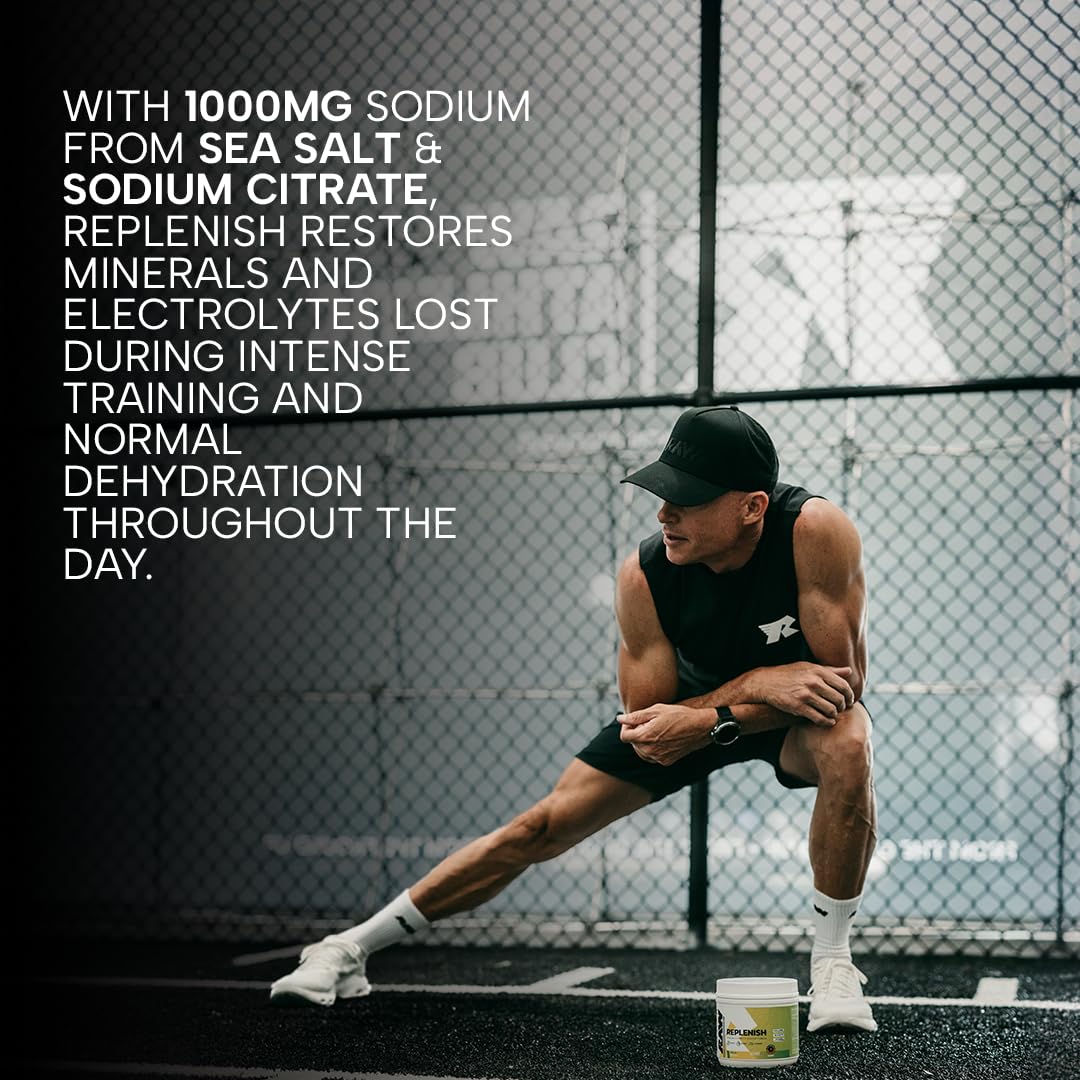 RAW Replenish, Premium Electrolytes Powder Recovery Formula - Flavored Electrolyte Drink Mix Supplement for Hydration, Replenishment, Endurance & Performance (60 Serving, Lemon Lime)