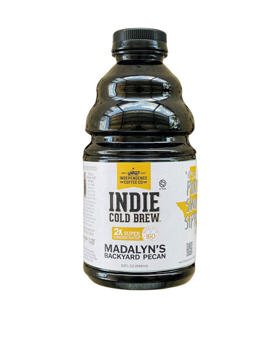 Independence Coffee Co Indie Cold Brew Coffee Concentrate Madalyns Backyard Pecan Flavored Mellow Body Light Roast 32 Fluid Ounce Bottle