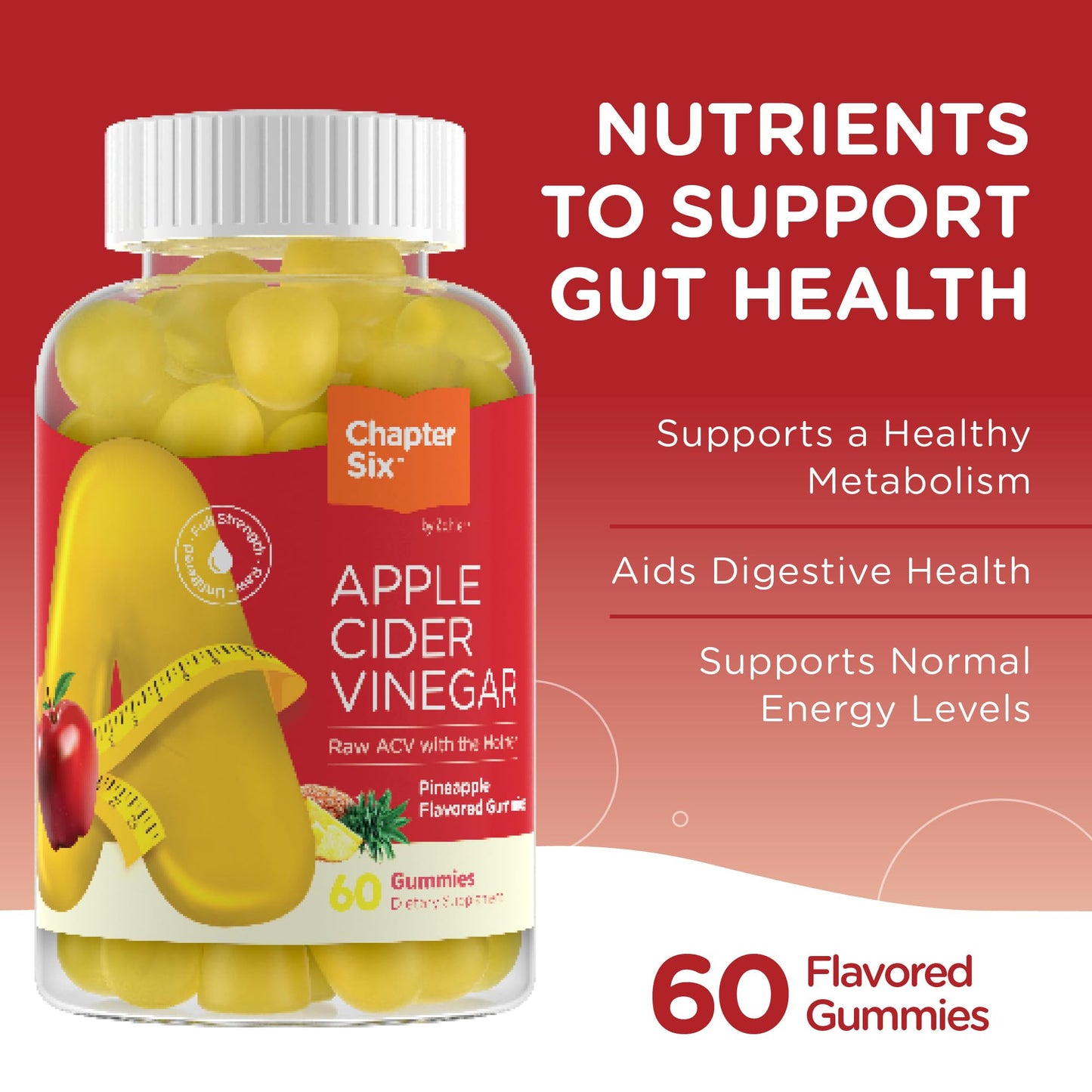 Zahler - Apple Cider Vinegar Gummies - Kosher & Delicious ACV Gummies for Women & Men - Detox Support & Cleanse - Gut Health & Metabolism Support - 60 Pineapple Flavored Gummies.