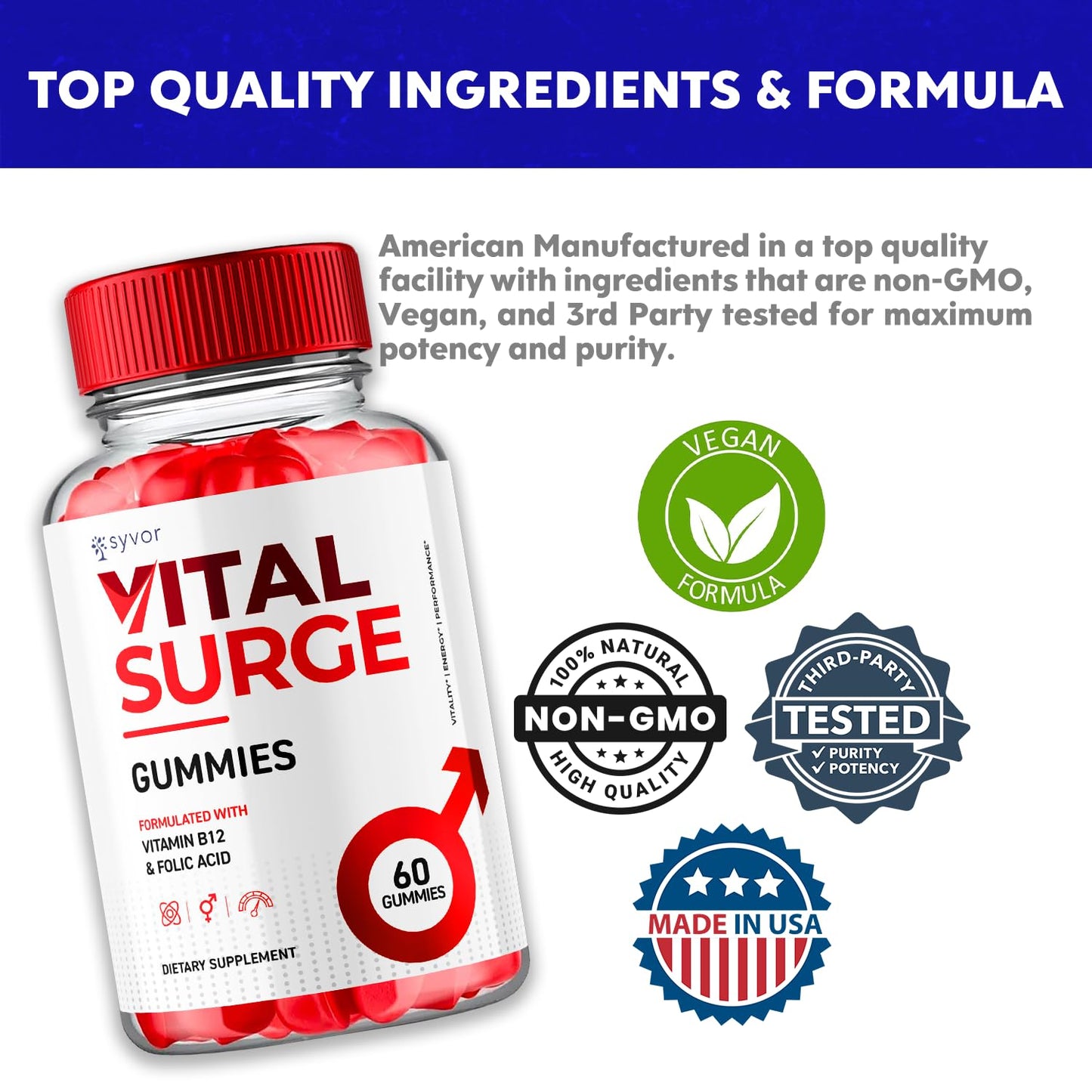(2 Pack) Vital Surge Gummies, Vital Vita Surge Maximum Strength 1000MG Advanced Supplement Gummies, VitalSurge Mens Detox Supplement, Vitasurge Gomitas with Delicious Natural Ingredients (120 Gummies)