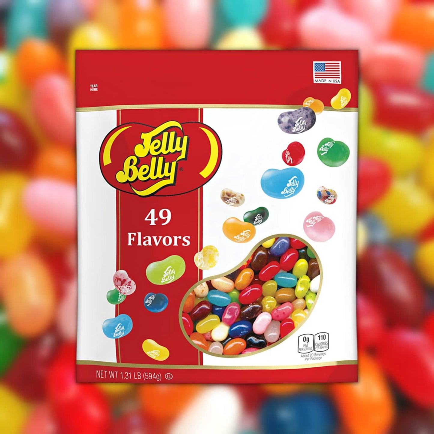 49 Assorted Jelly Bean Flavors Resealable Pouch Gluten and Fat Free Shareable Bag of Fruity Chewy Candy 131 LB