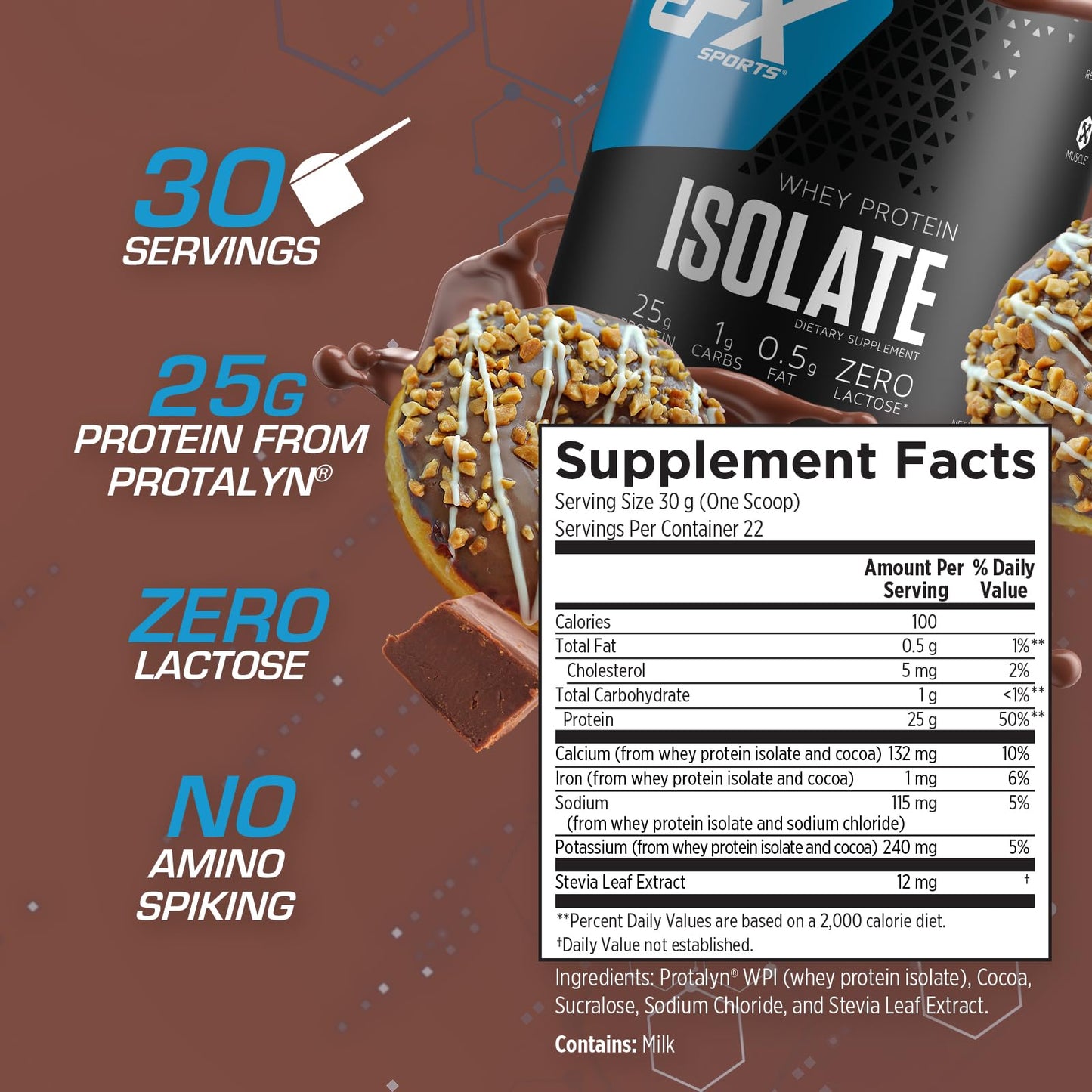 EFX Sports Training Ground Whey Protein Isolate | Ultra Clean, Low Carb Protein Powder | Lactose Free | 25g Protein | 22 servings (Double Chocolate Fudge)