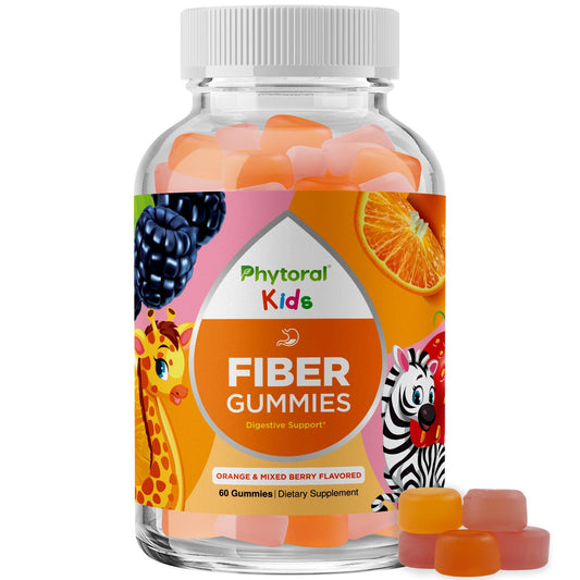 High Prebiotic Fiber Gummies for Kids - Dietary Fiber Supplements for Digestion & Constipation - Chicory Root Kids Immune Gummies - Non-GMO & Vegan Digestive Nutritional Supplements - 60 Count