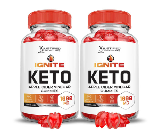 (2 Pack) Ignite Keto ACV Gummies Advanced 1000MG Ignite Keto Gummies Formula Apple Cider Vinegar Formulated with Pomegranate Beet Juice Powder B12 Vegan Non GMO 120 Gummys