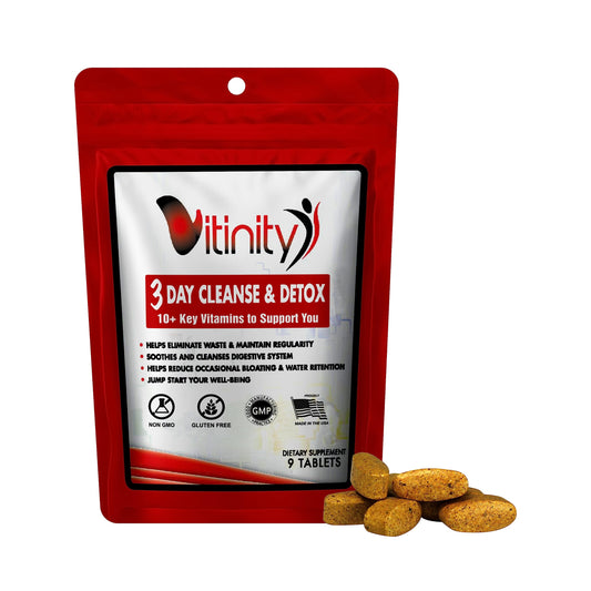 VITINITY 3 Day Detox - Natural Whole Body Detox Pills - Colon Cleanse for Digestive Health - Herbal Supplement for Weight, Bloating, & Constipation Relief - Apple Cider Vinegar & Cayenne Pepper (1)