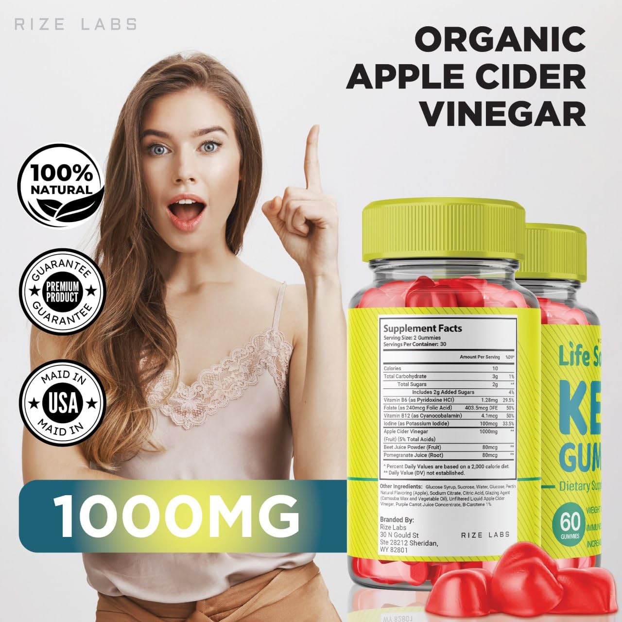 rize labs - Life Source Keto ACV Gummies for Advanced Weight Loss with Apple Cider Vinegar, Supplement Helps in Reducing Belly Fat (60 Gummies)
