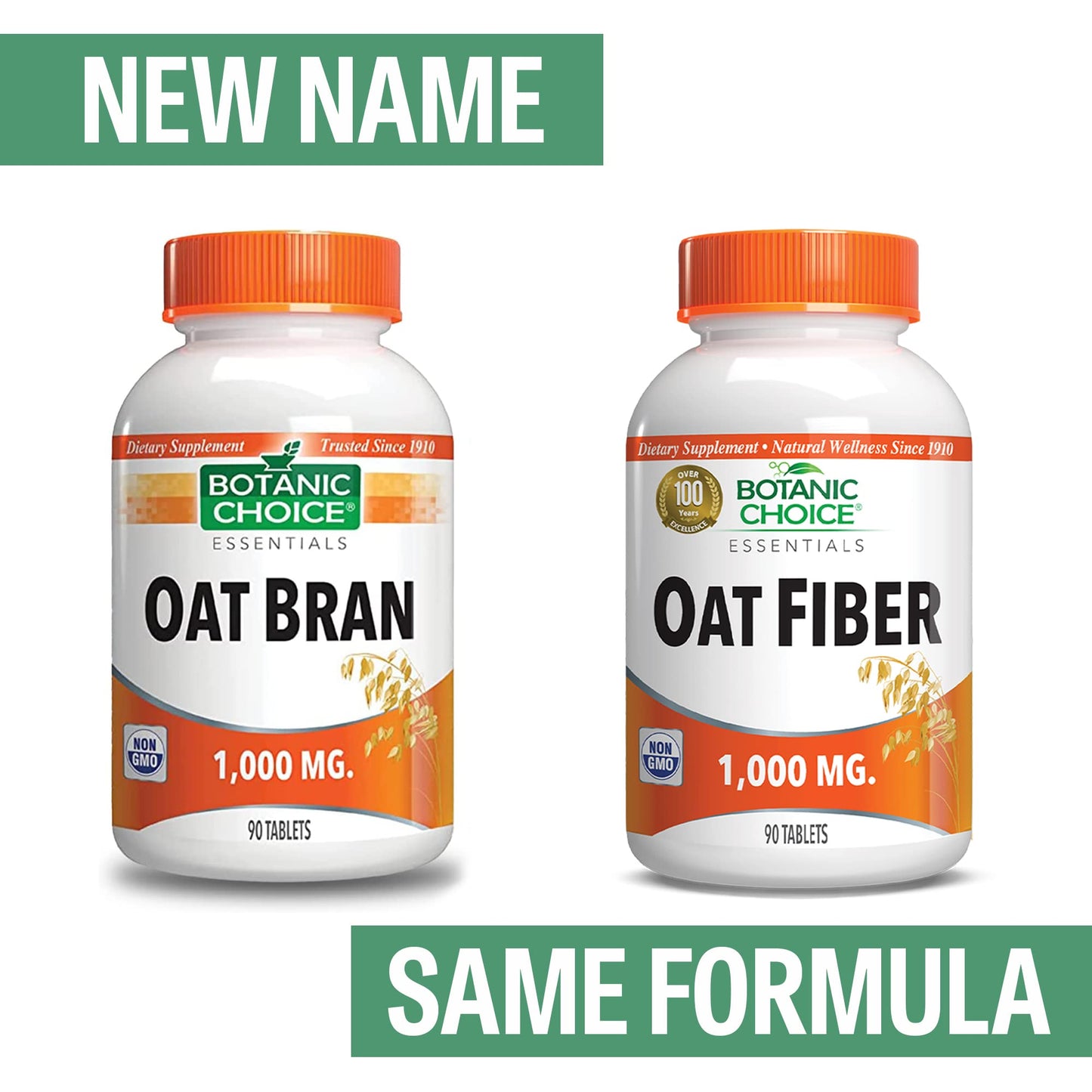 Botanic Choice Oat Fiber - Natural Dietary Supplement for Digestive Health - Women and Men - 90 Tablets (1000mg)