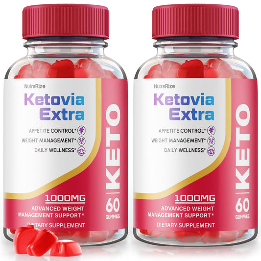 (2 Pack) Ketovia Extra Gummies - Ketovia Extra ACV Gummies, Ketovia ACV Gummies Advanced Weight Loss, Maximum Strength Supplement, Ketovia Keto + ACV Gummy, Keto Via Extra Reviews (120 Gummies)