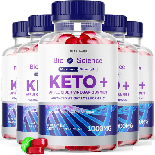 rize labs - Bio Science Keto Plus Gummies for Weight Loss, Extra Strength, Advanced Formula Includes Apple Cider Vinegar Gummies (300 Gummies) (Pack of 5)
