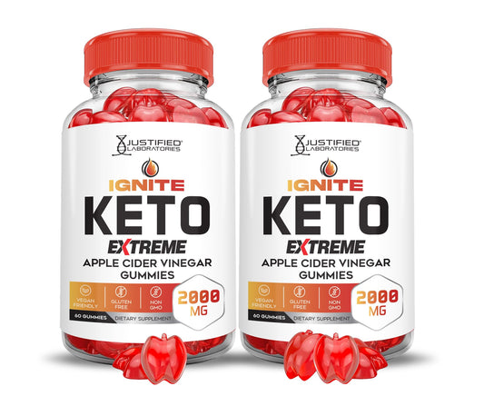 (2 Pack) Ignite Keto ACV Gummies Extreme 2000MG Advanced Ignite Keto Gummies Apple Cider Vinegar Formulated with Pomegranate Beet Juice Powder B12 Vegan Non GMO 120 Gummys