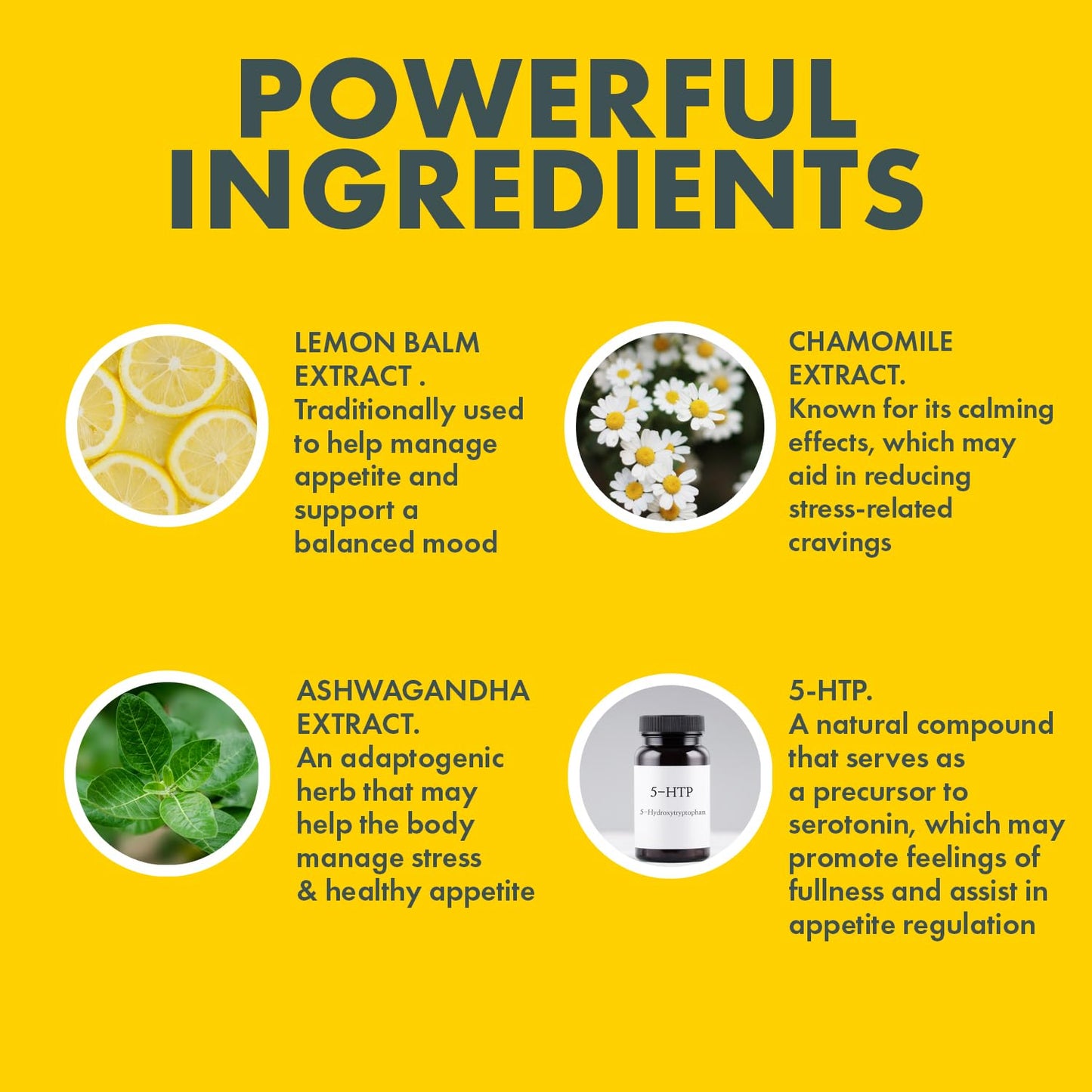 Yes You Can! Appetite Support for Body Weight Management - Healthy Relationship with Food - Includes Natural Ingredients: 5-HTP, Lemon Balm, Chamomile Extract - 30 Capsules, 1 Pack