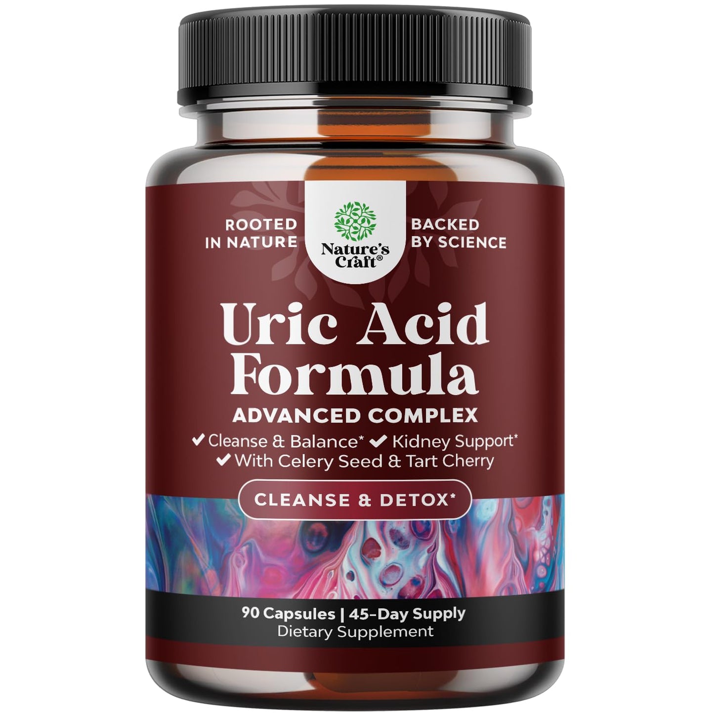 Vegan Uric Acid Cleanse and Detox - Daily Kidney Cleanse and Uric Acid Support for Adults - Tart Cherry Extract Capsules with Detox Cleanse Herbal Blend for Men and Women's Joints Kidneys and More