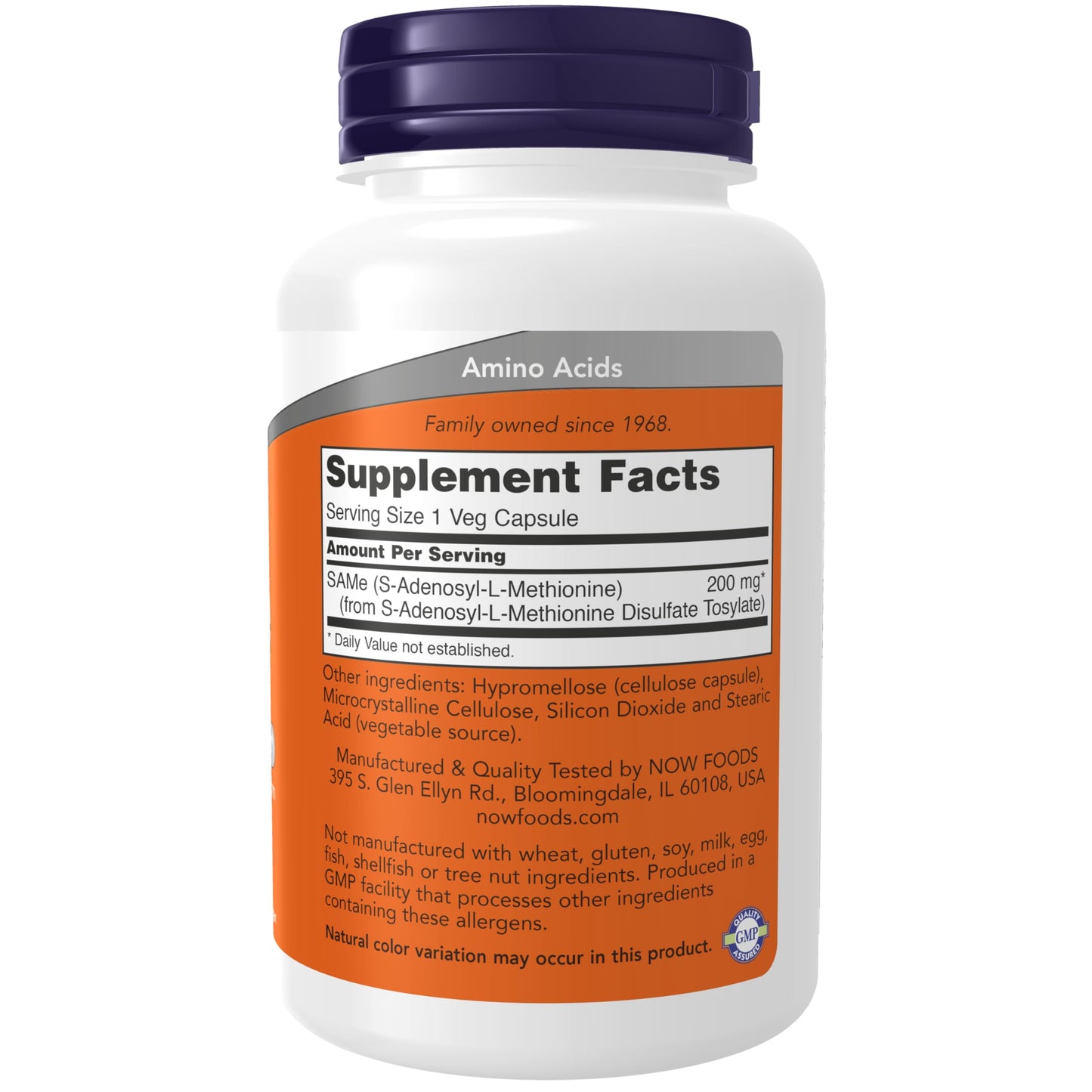 NOW Foods Supplements, SAMe (S-Adenosyl-L-Methionine)200 mg, Nervous System Support*, 120 Veg Capsules