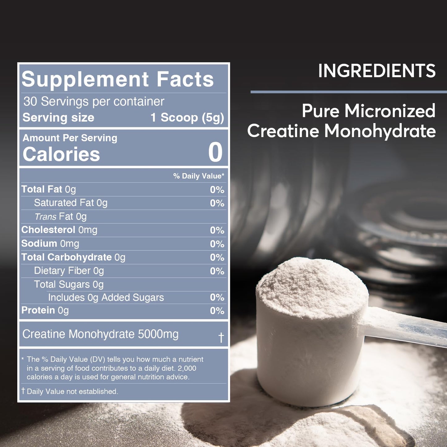 FIOR Pure Creatine Monohydrate Powder - Micronized Creatine for Men & Women, Pure Non-GMO, Vegan & Gluten Free Creatine Powder, 5 Grams per Serving, 60 Servings