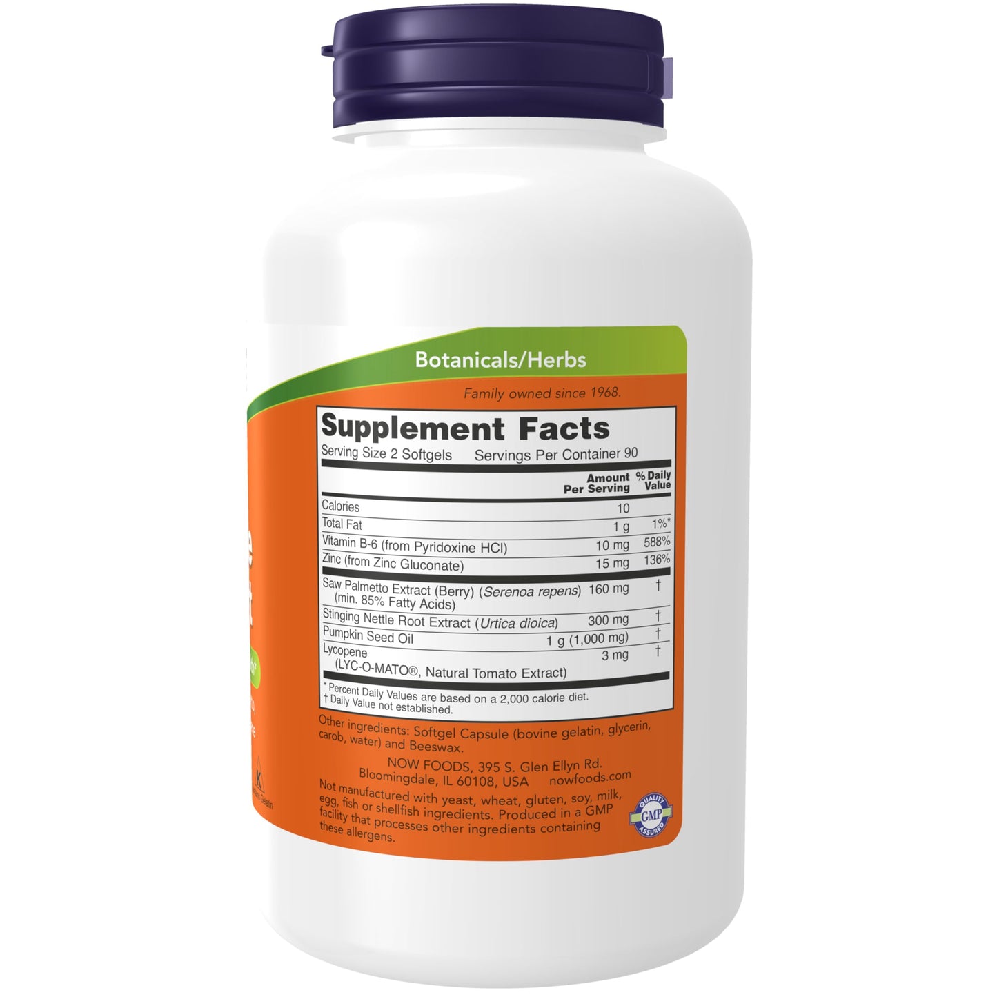 NOW Foods Supplements, Prostate Support, Prostate Support, with Standardized Saw Palmetto, Stinging Nettle & Lycopene, 180 Softgels