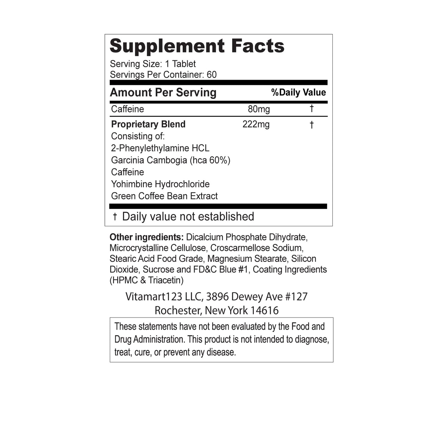 Fenitra Weight Management Support Supplement Tablets | 60 Tablets for Energy & Wellness