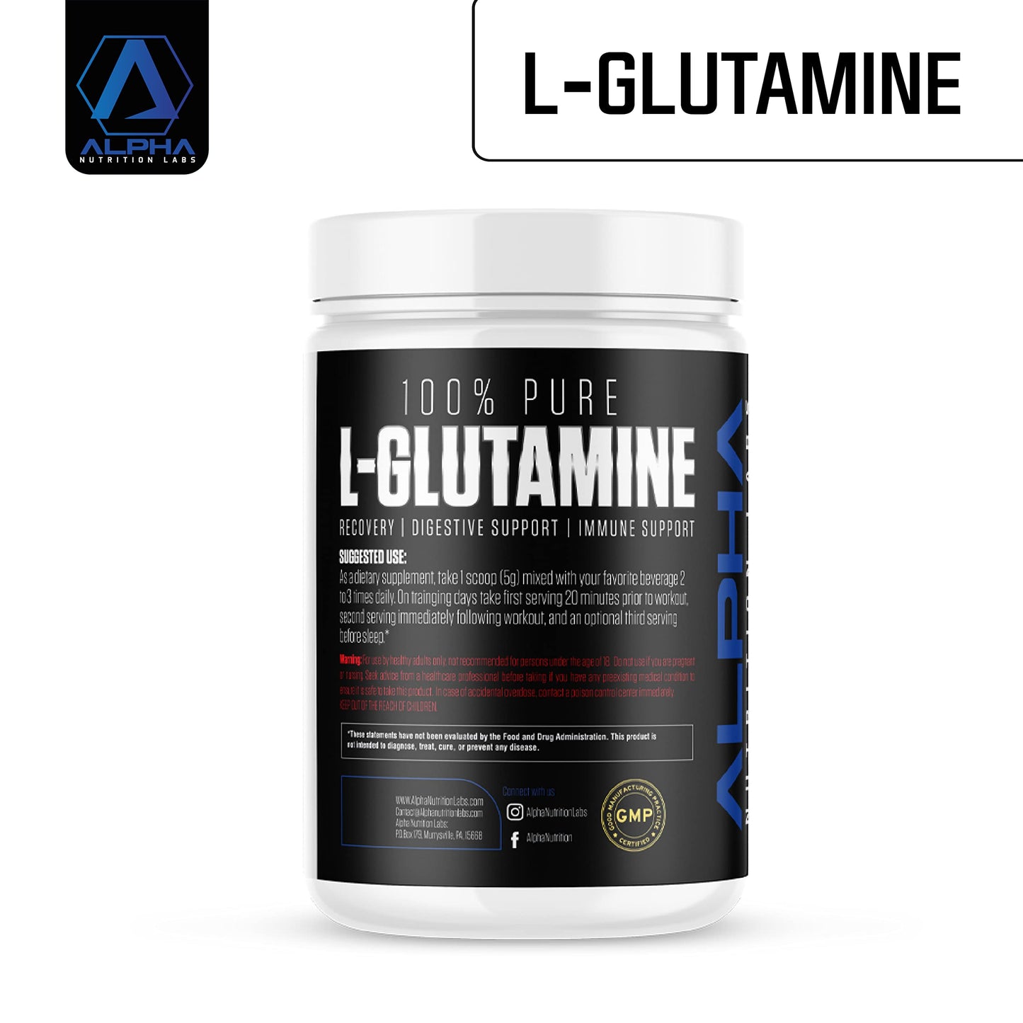Alpha Nutrition Labs L-Glutamine (Fermented) 500 Grams