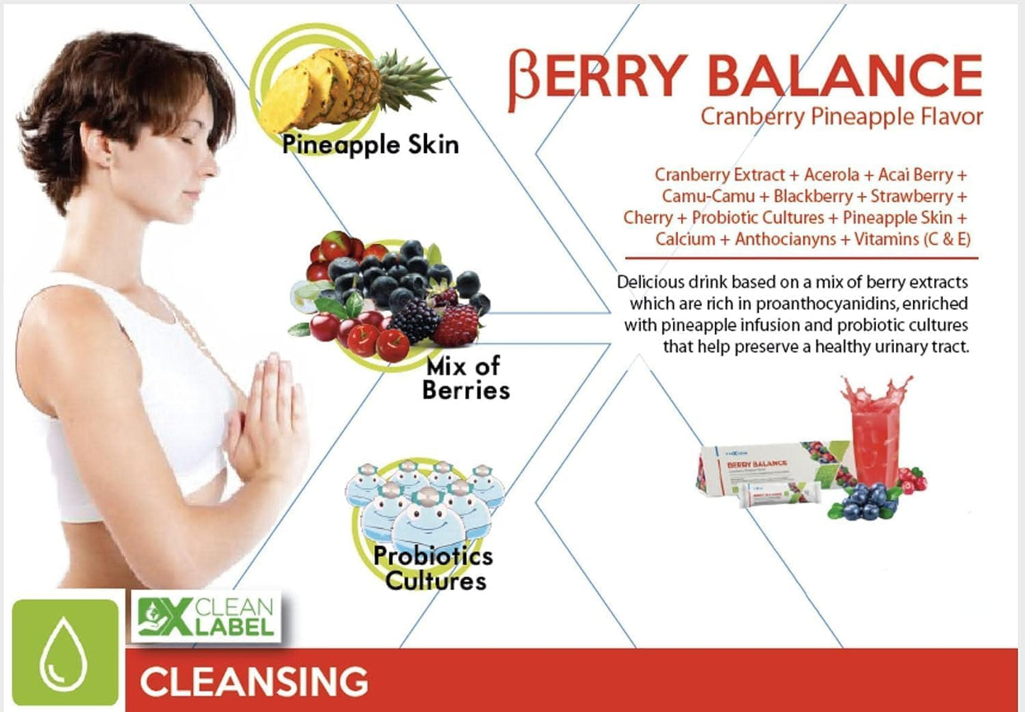 Usoway Berry Balance-Rich in proanthocyanidins, enriched with Pineapple Infusion and probiotic Cultures That Help Preserve a Healthy Urinary Tract (28 Sticks, Berry Balance)