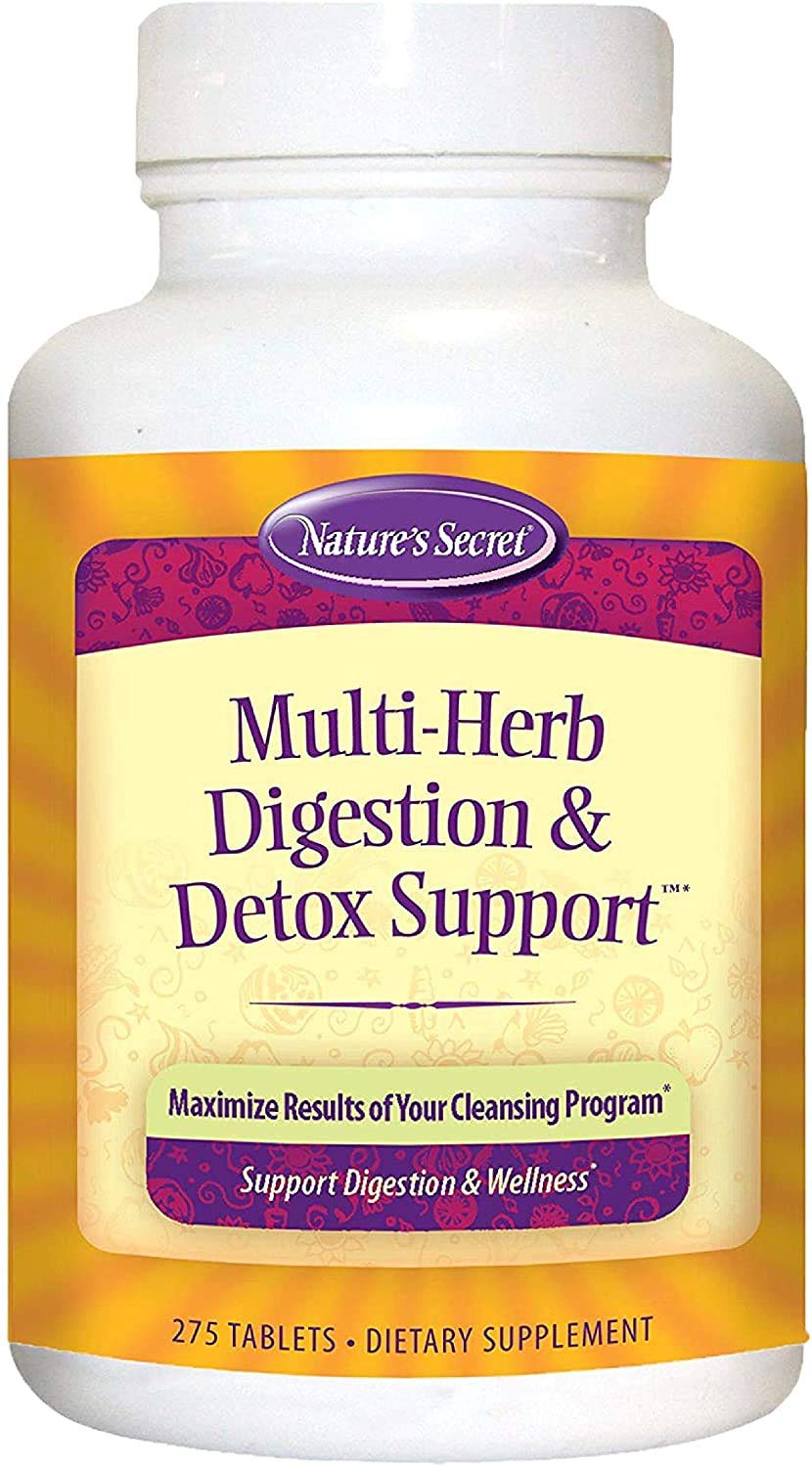 Nature's Secret Multi Herb Digestion & Detox Support - Promotes Healthy Digestive Function, Rejuvenation & Powerful Cleansing, 275 Tablets, with a Pill Case