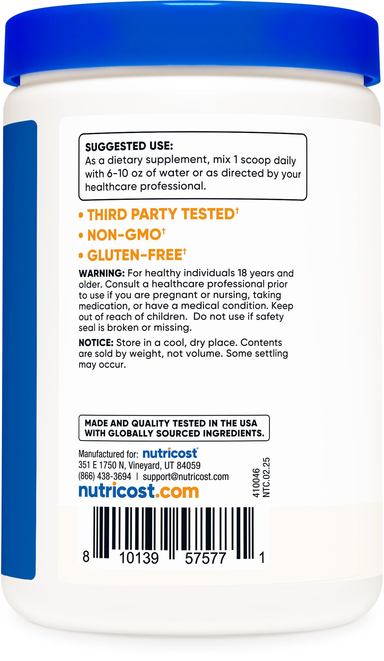 Nutricost Prebiotic Fiber Unflavored (1 Pound) - Vegan, Gluten-Free, GMO-Free