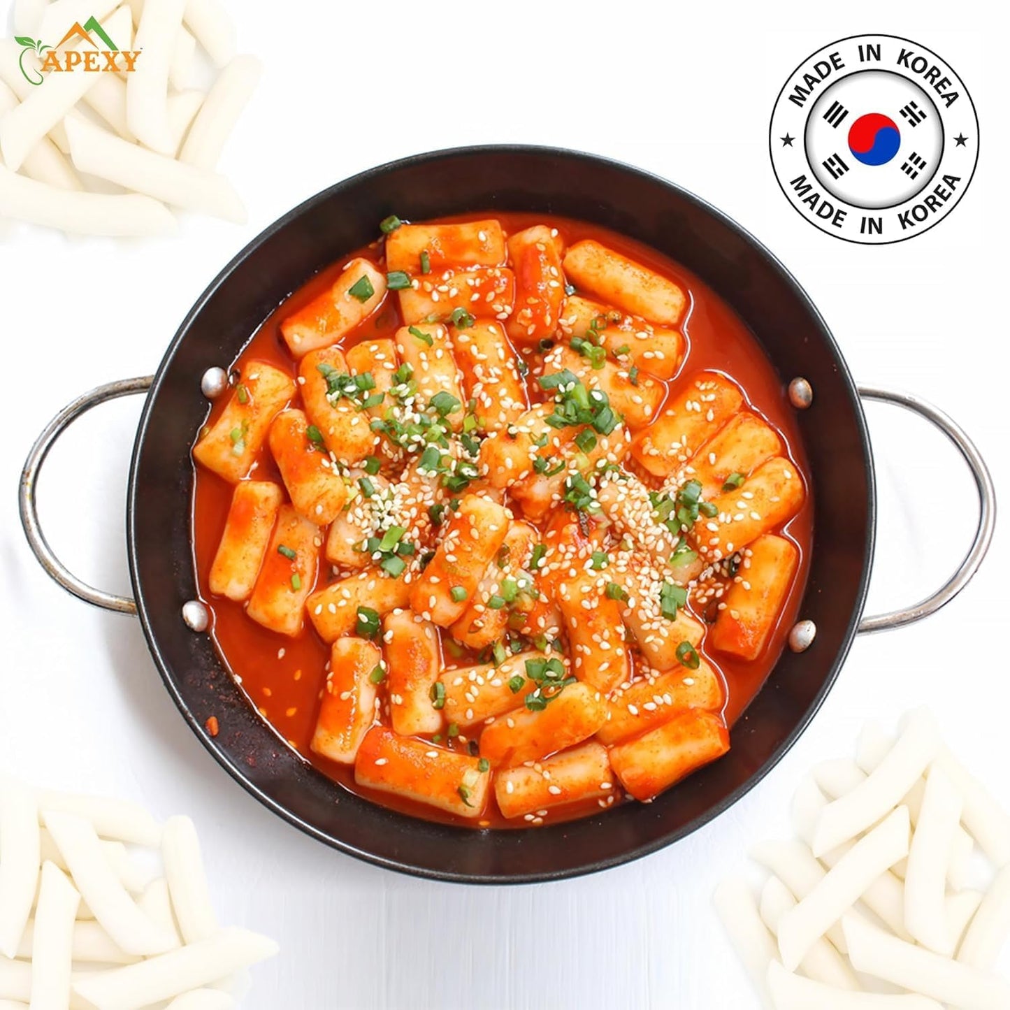 Apexy Korean Rice Cake Tteokbokkik Rice Cake Chewy Tteok Authentic Korean Street Food Snack Perfect with Cheese and Ramen Noodles No MSG No Corn Syrup Vegan and Gluten Free NonGMO 2116 oz