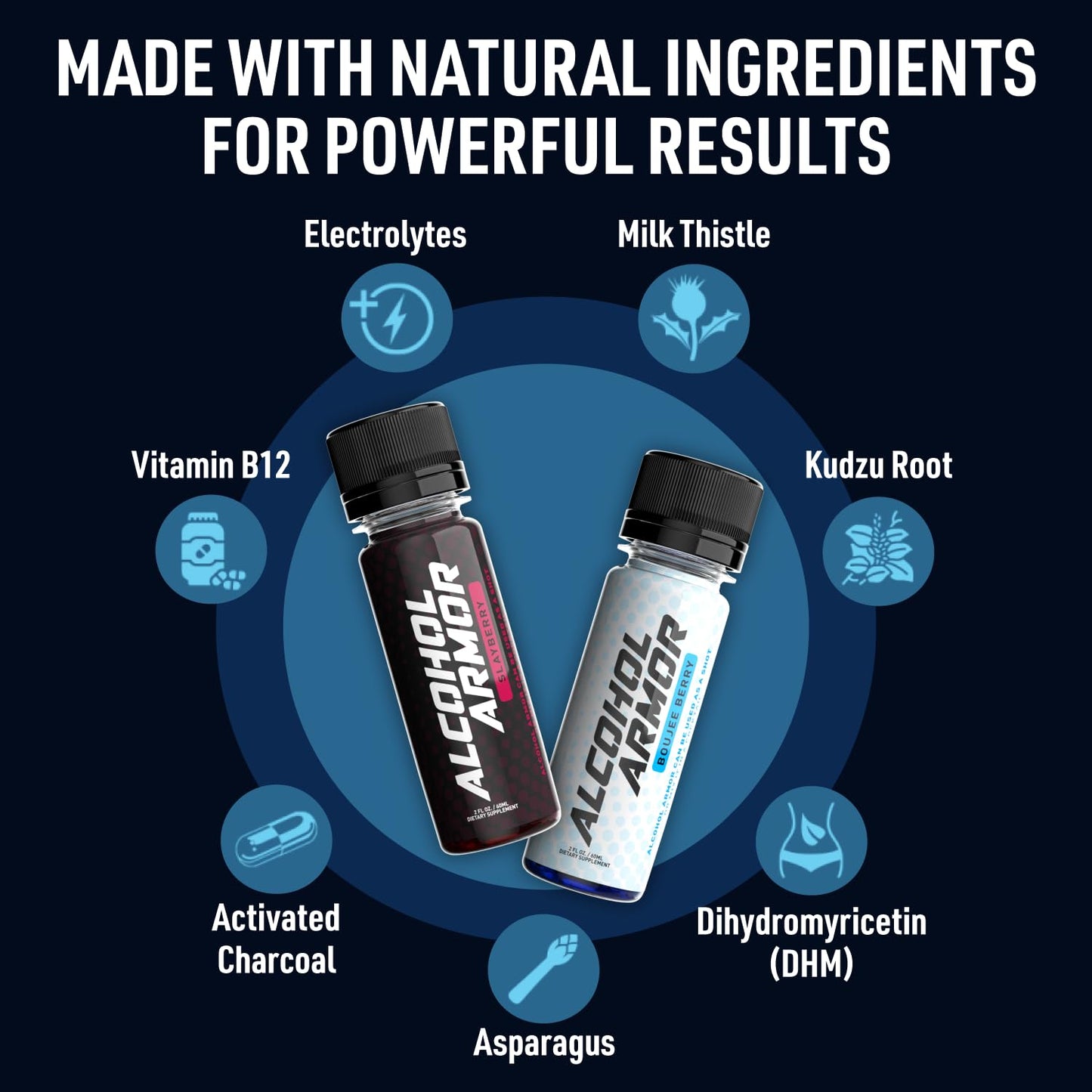 Alcohol Armor Slay Berry Elixir - Hydration Support, Essential Vitamins and Electrolytes, Vitamin B12, Milk Thistle - 6 Pack