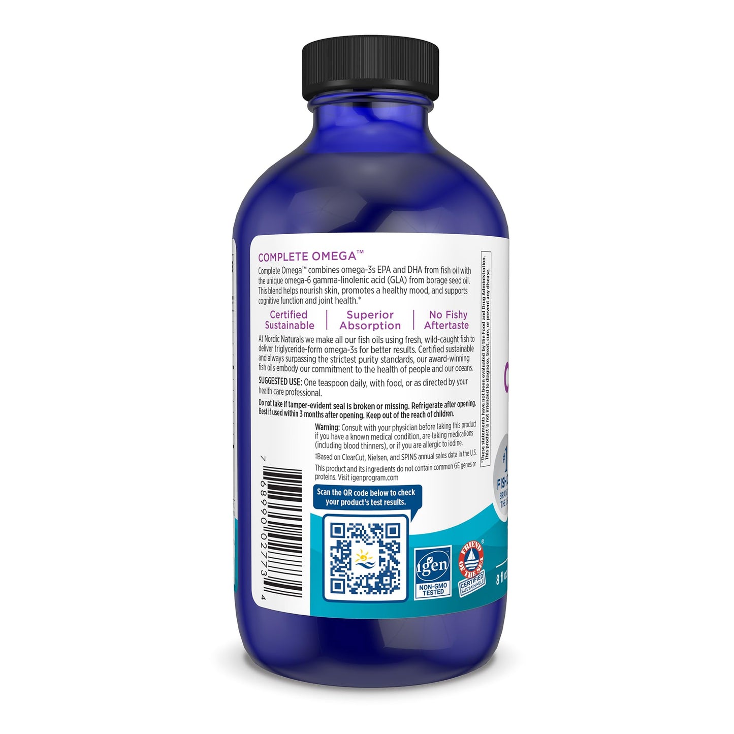 Nordic Naturals Complete Omega, Lemon Flavor - 8 oz - 1270 mg Omega-3 - EPA & DHA with Added GLA - Healthy Skin, Cognition, Positive Mood - Non-GMO - 48 Servings