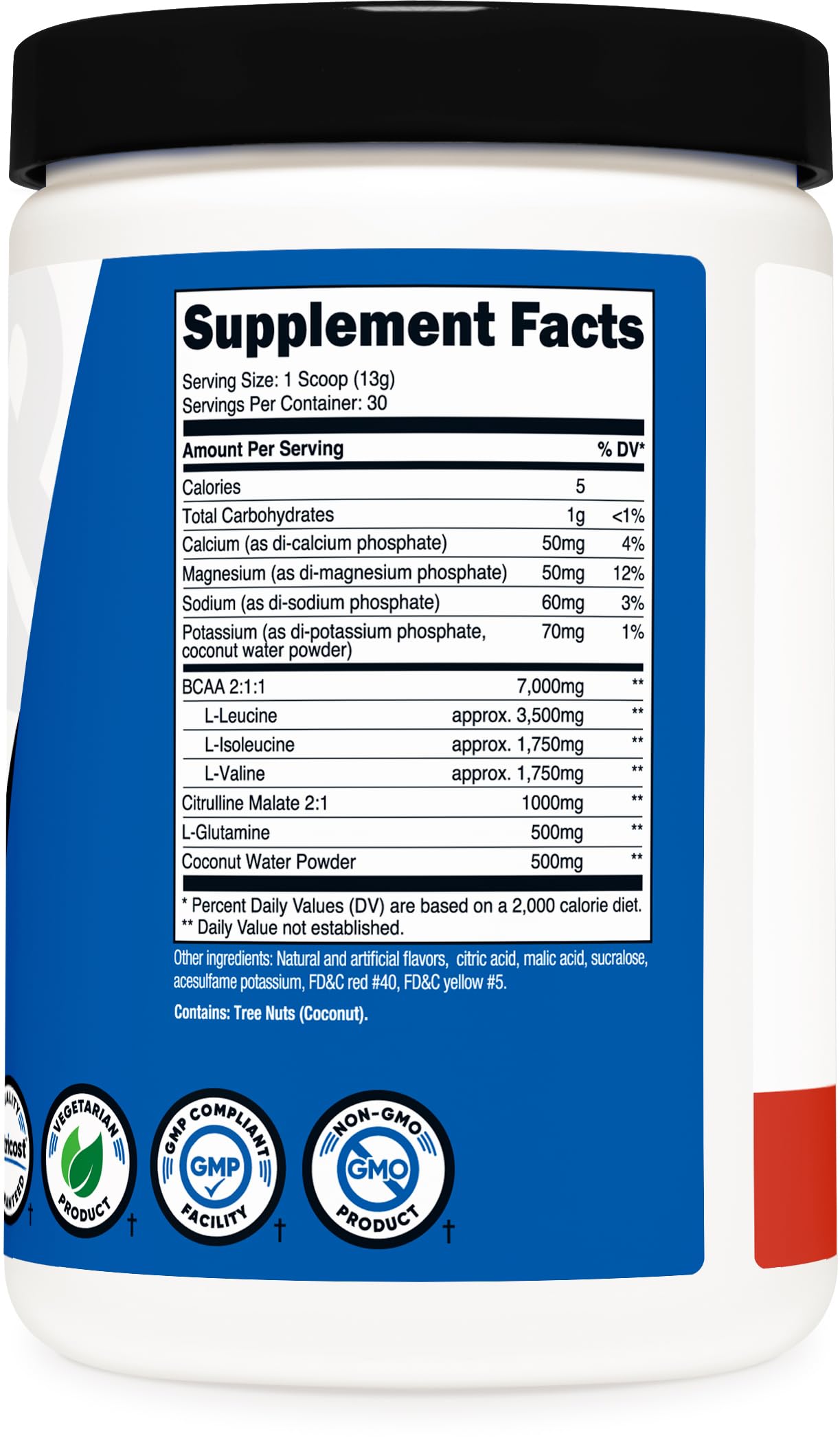 Nutricost BCAA + Hydration Powder (Tropical Punch) 30 Servings - Branched Chain Amino Acids with Hydration Complex - Gluten-Free, Non-GMO