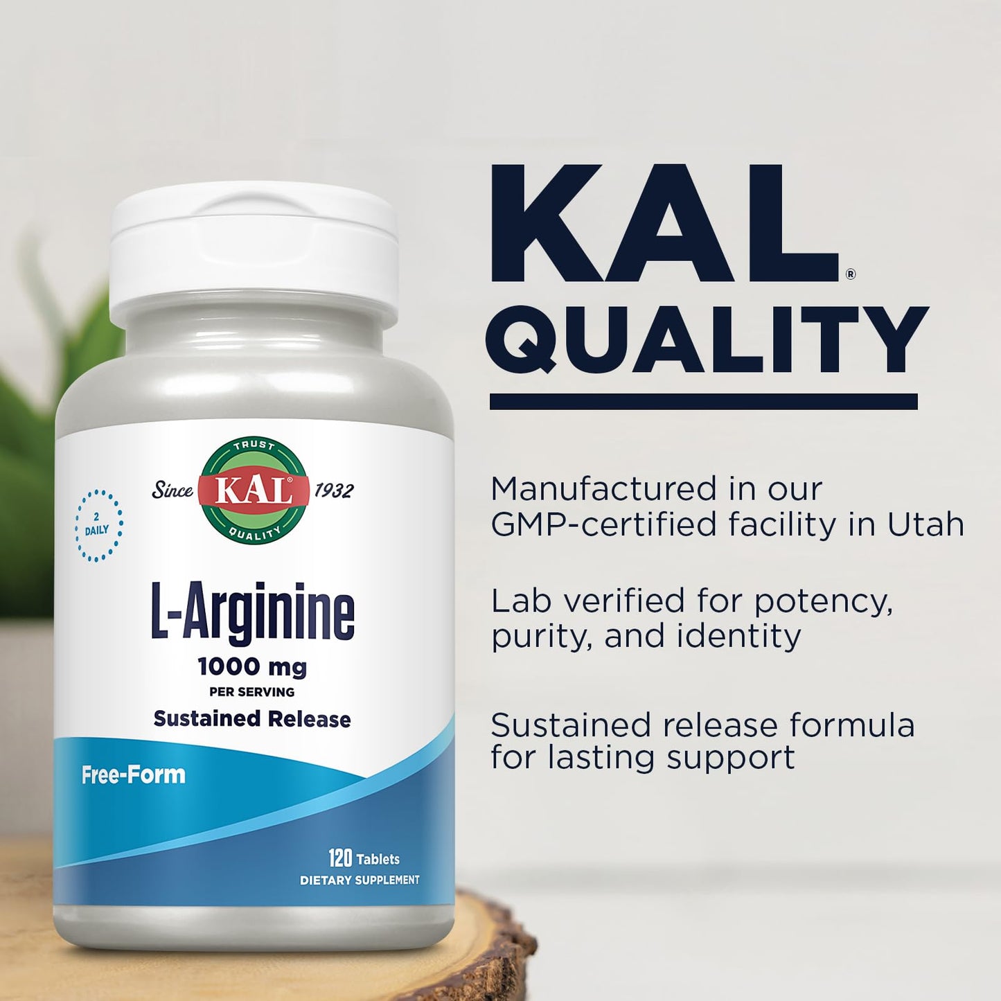 KAL 1000 Mg L-arginine Tablets, 120 Count