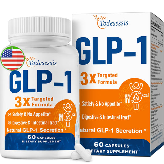 GLP-1 Supplement for Women, Natural GLP-1 Support, 3X Targeted Formula, GLP1 with Akkermansia Probiotic, Berberine HCI & Chicory Inulin, for Metabolism, Digestive & Gut Health - Vegan, 60 Capsules