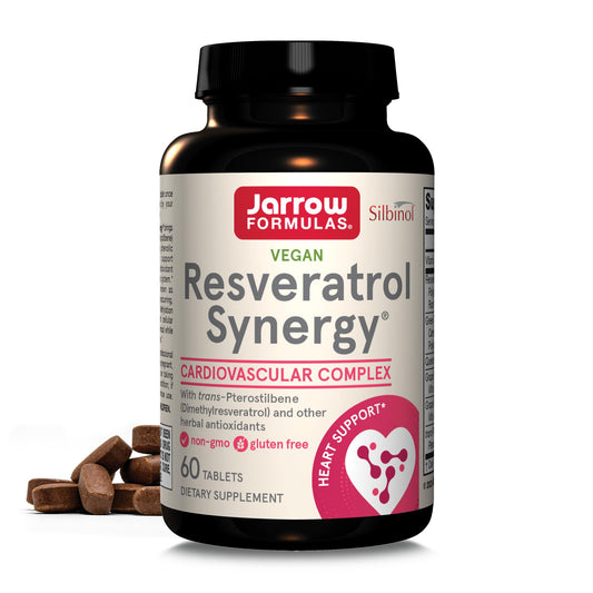 Jarrow Formulas® Resveratrol Synergy® 200 mg, Dietary Supplement, Heart Support, 60 Tablets, 60 Day Supply