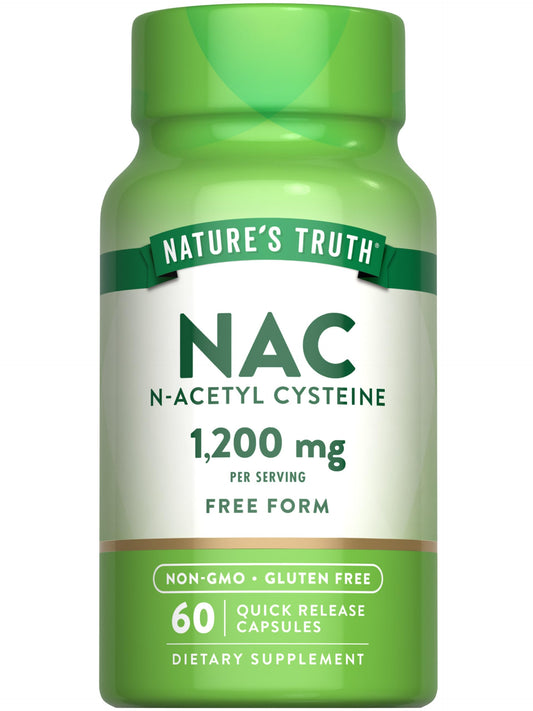 Nature's Truth NAC Supplement | 1200mg | 60 Capsules | N Acetyl Cysteine | Free Form Amino Acid | Non-GMO and Gluten Free Supplement