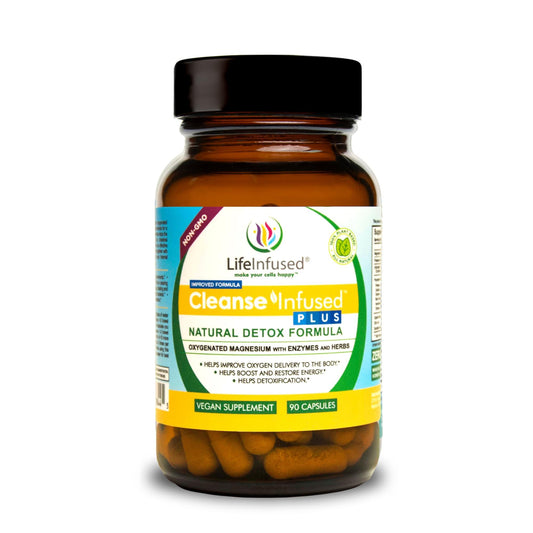 Life Infused Cleanse Infused Plus - Premium Natural Colon Cleanser with Oxygenated Magnesium, Herbs, and Enzymes, Helps Relieve Constipation Gently, Detoxifies Blood, Colon, Liver & Kidneys (90 Caps)