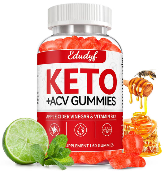 EDUDYF Keto ACV Gummies - 60 Count Gluten-Free, Gelatin-Free Apple Cider Vinegar Gummies with B12 for Keto Support, Vegetarian, Unique Flavor, Convenient Bottled Supplement for Men & Women