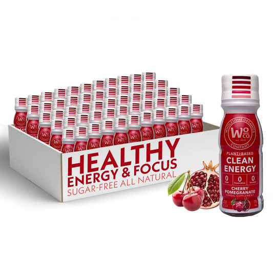 Wholesome Organics - Sugar Free Energy Shots Extra Strength Natural & Healthy Energy Drinks - Plant-Based Energy Supplements w/Vitamin B12 Lion's Mane & Yerba Mate - Cherry Pomegranate Flavor 48 Pack