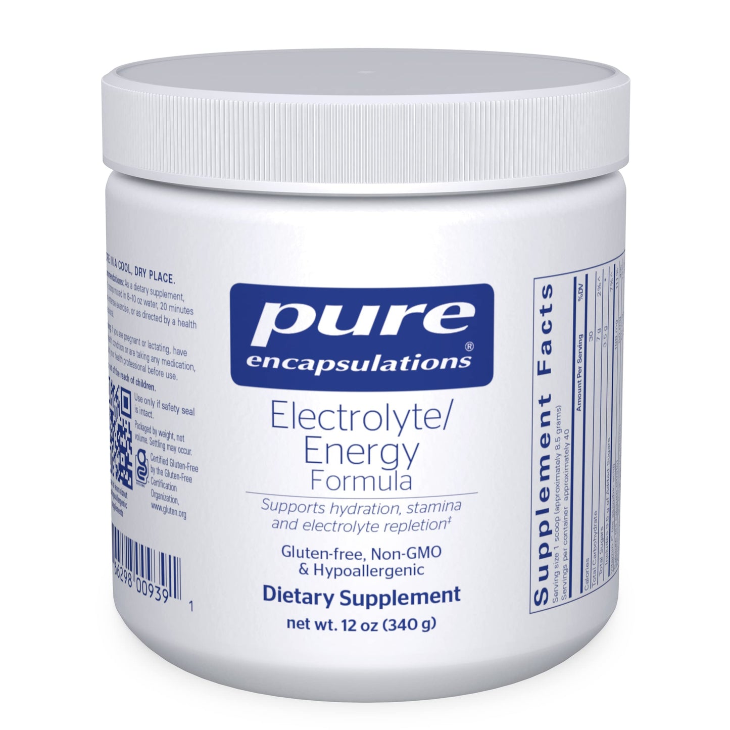 Pure Encapsulations Electrolyte Energy Formula | Hydration Supplement Powder for Muscle Recovery, Minerals, Mental Focus, and Working Out* | 12 Ounces