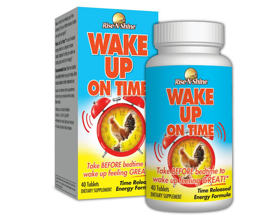 Rise-N-Shine Wake Up On Time Energy Supplement to Help Boost Your Mornings with Alertness & Focus for a Productive Day with Natural Caffeine & More - 40 Tablets