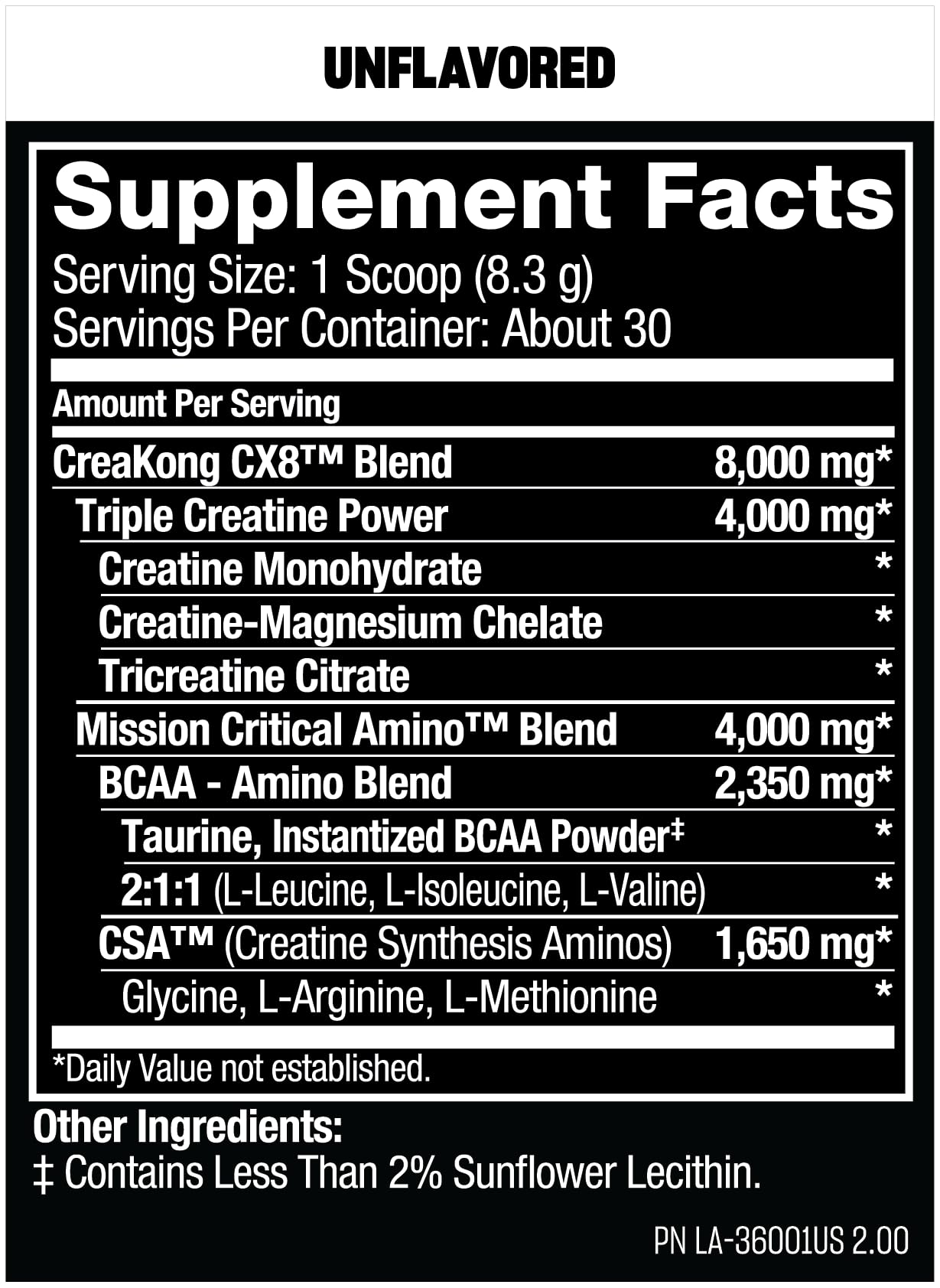Mutant CREAKONG CX8 - Advanced Creatine + Amino Supplement with 4g Triple Creatine Blend, 4g Amino Blend (BCAAs & Taurine) for Muscle Growth & Performance - Unflavoured, 249g (30 Servings)