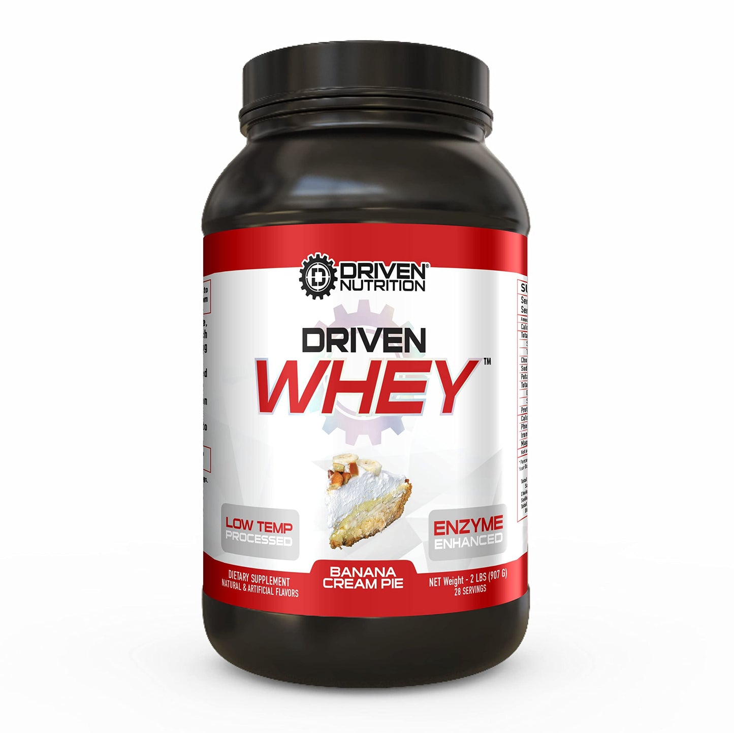 Driven WHEY- Grass Fed Whey Protein Powder: Delicious, Clean Protein Shake- Improve Muscle Recovery with 23 Grams of Protein with Added BCAA and Digestive Enzymes (2 lb, Banana Pie)